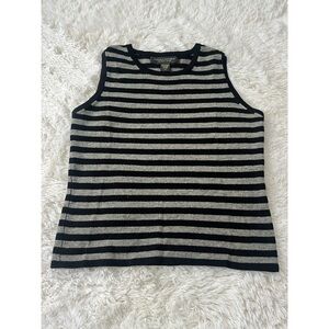 Banana Republic Black & Grey Striped 100% Cashmere Sweater Vest Size Medium